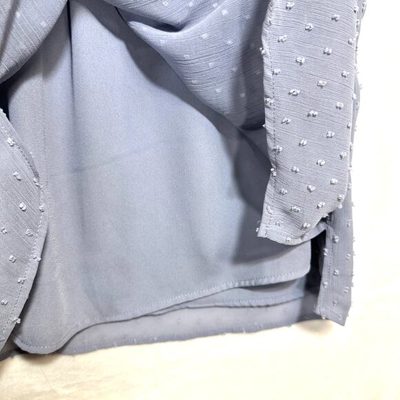 DR2 Medium Baby Blue Ruffle Shoulder Top Boho Tied Lace Clip Dot Work Cute Girly - Picture 5 of 11